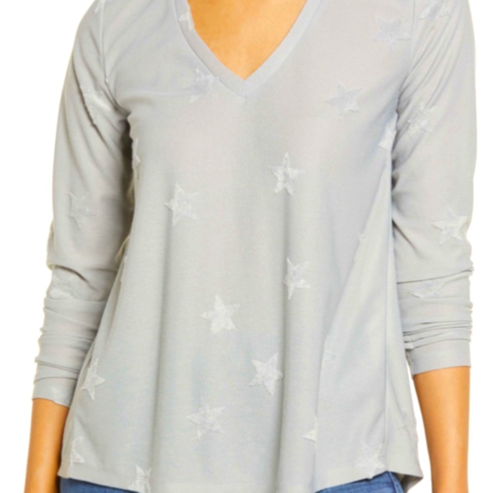 Bobeau Long sleeve Grey shirt with stars
